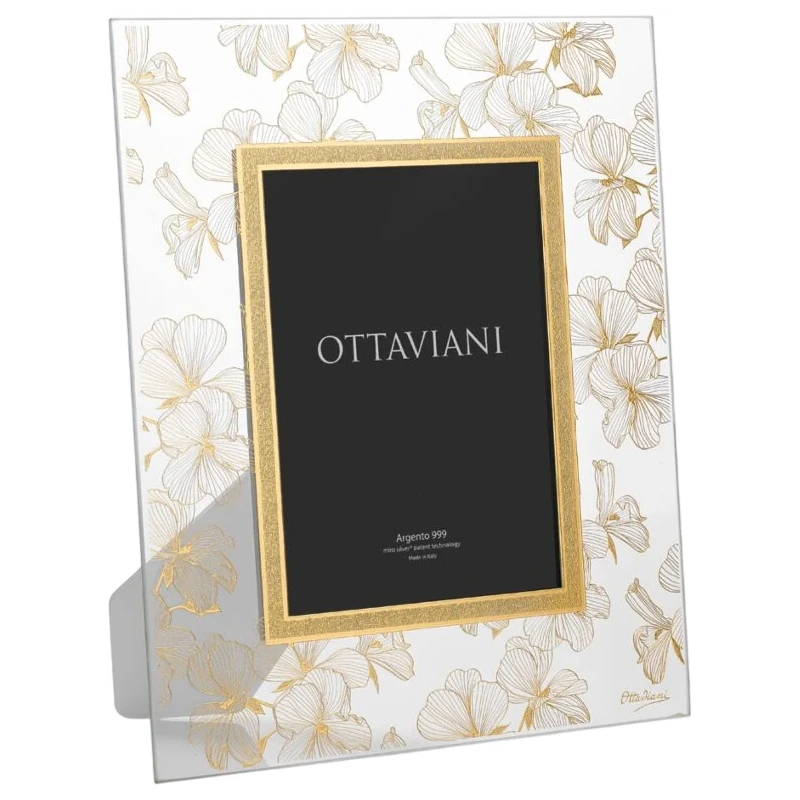 Ottaviani - Portafoto Cristallo Fiori di Pesco - Foglia Oro