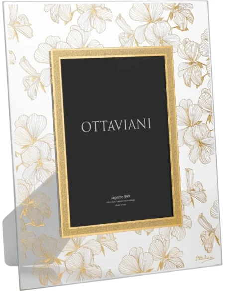 Ottaviani - Portafoto Cristallo Fiori di Pesco - Foglia Oro