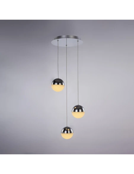 Illuminati - Atomo Lampada a Sospensione Multipla Rotonda - Cromo