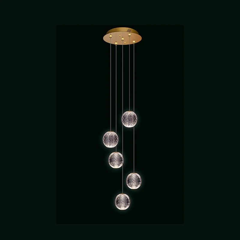 Illuminati - Diamante 5-Light Pendant Lamp - Gold