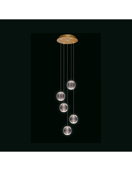 Illuminati - Diamante 5-Light Pendant Lamp - Gold