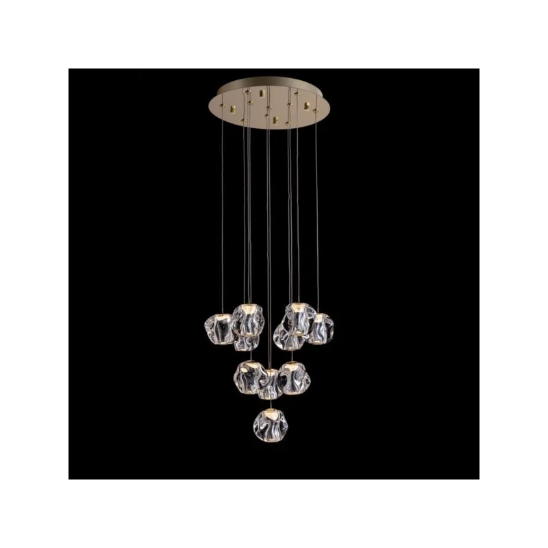 Illuminati - Ciottolo Lampada a Sospensione 10 Luci - Oro Satinato