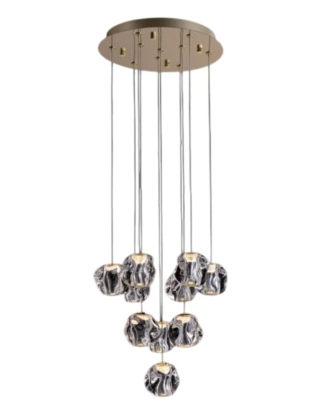 Illuminati - Ciottolo Lampada a Sospensione 10 Luci - Oro Satinato