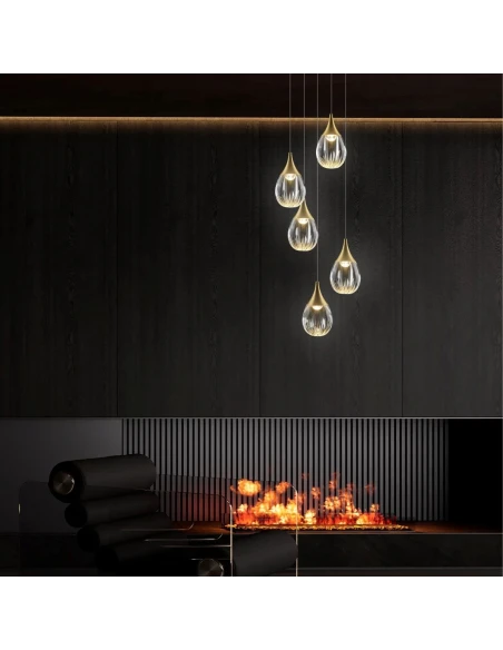 Illuminati - Stilla 5-Light Round Pendant Lamp - Satin Gold