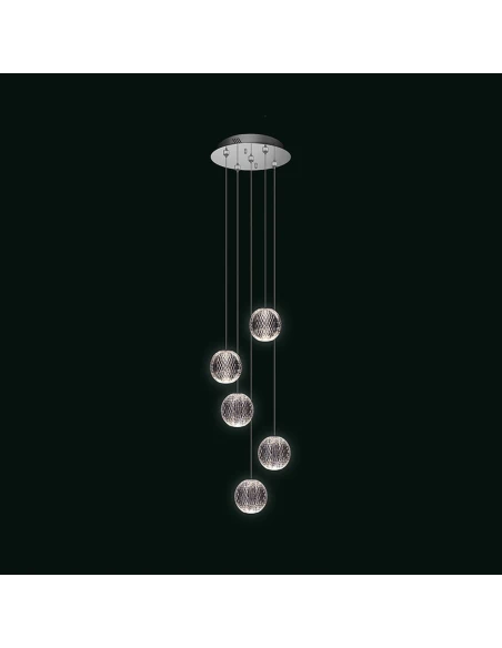Illuminati - Diamante Lampada a Sospensione 5 Luci - Cromo