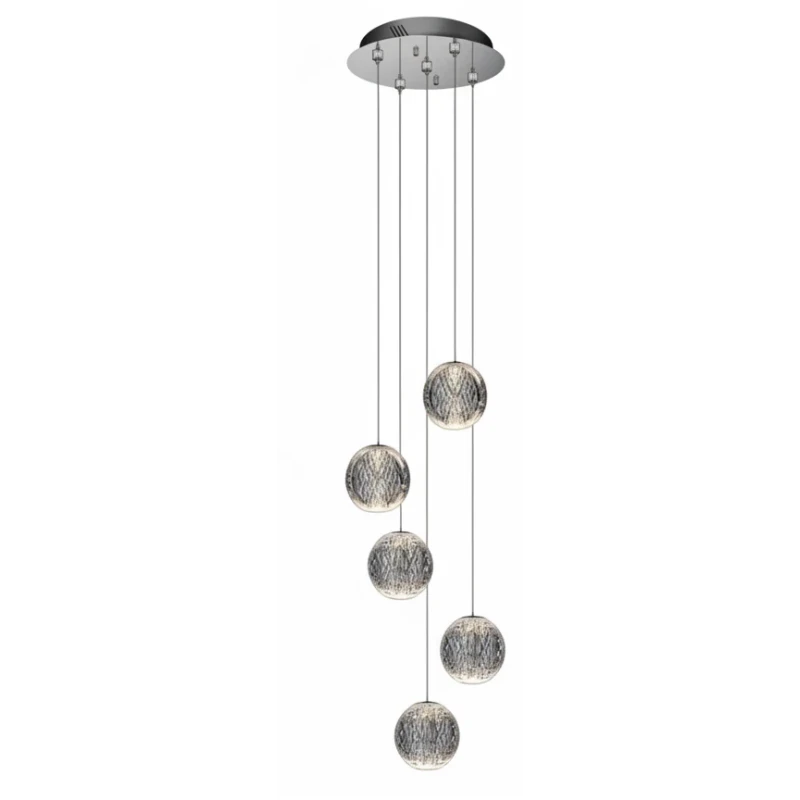 Illuminati - Diamante Lampada a Sospensione 5 Luci - Cromo