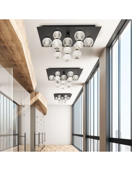 Illuminati - Diamante Lampada da Soffitto Quadrata - Nero