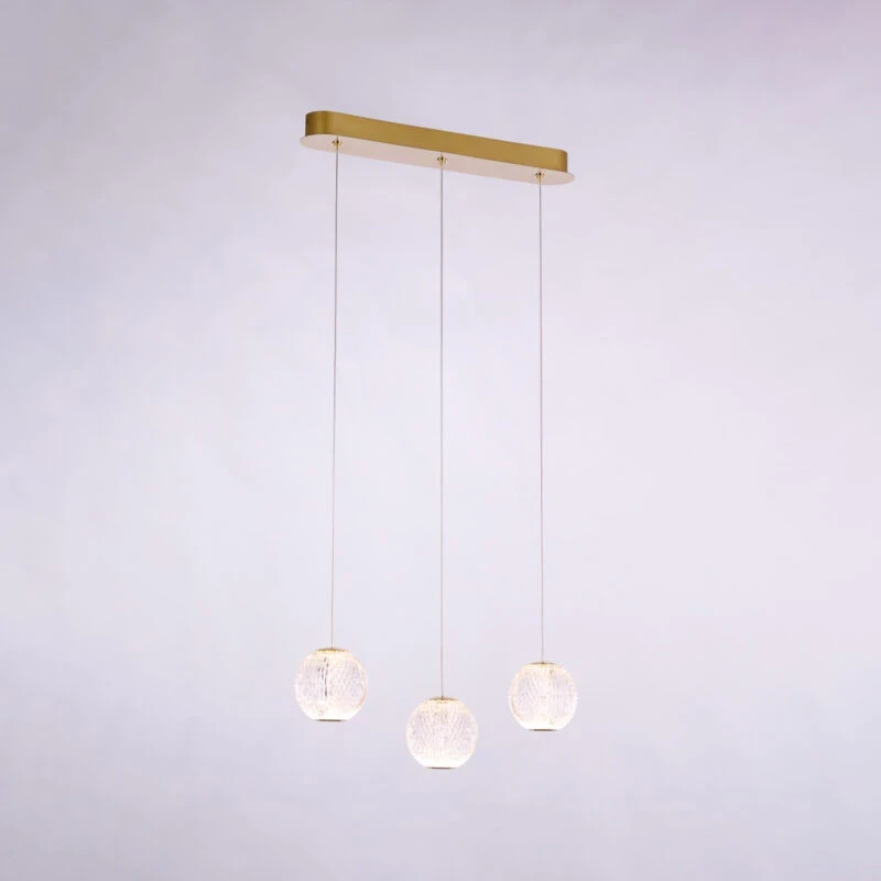 Illuminati - Diamante Lampada a Sospensione Lineare 3 Luci - Oro