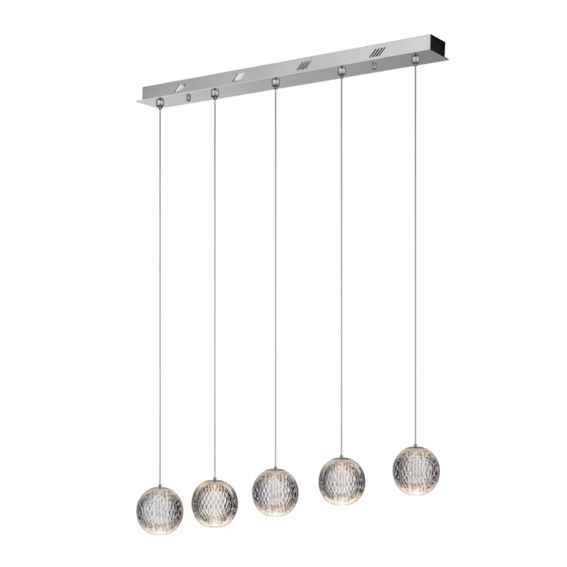 Illuminati - Diamante Lampada a Sospensione Lineare 5 Luci - Cromo