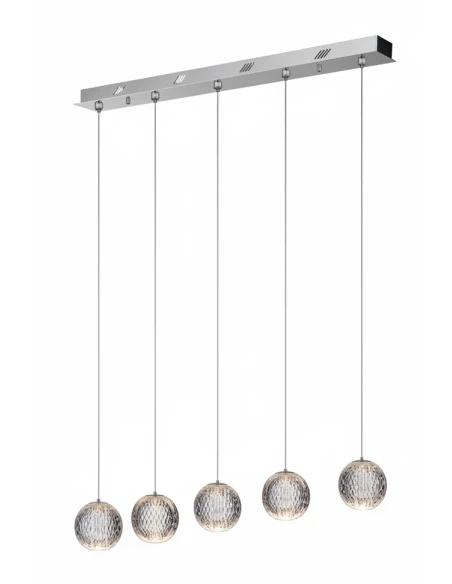 Illuminati - Diamante Lampada a Sospensione Lineare 5 Luci - Cromo