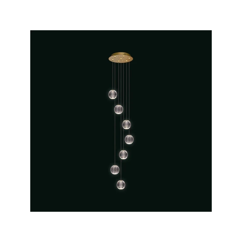 Illuminati - Diamante Lampada a Sospensione 7 Luci - Oro