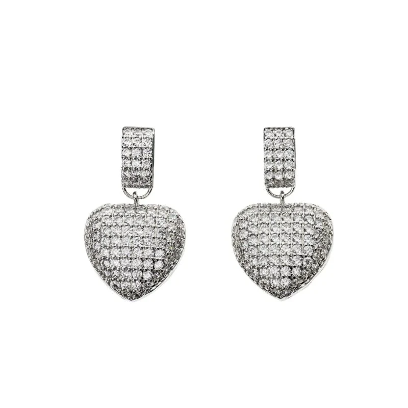Ottaviani - Heart Earrings with Cubic Zirconia - Silver