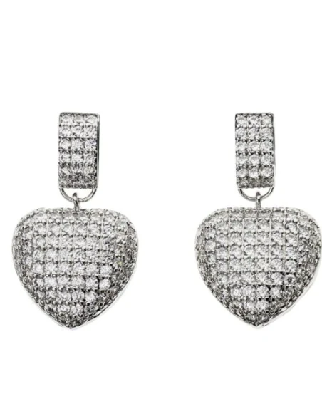 Ottaviani - Heart Earrings with Cubic Zirconia - Silver