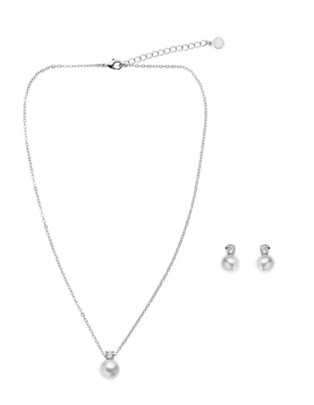 Ottaviani - Orecchini Rodiati Con Cubic Zirconia E Perle con Farfalla