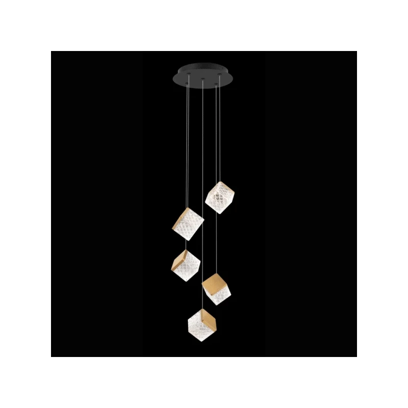 Illuminati - Magia Lampada a Sospensione 5 Luci - Nero / Oro