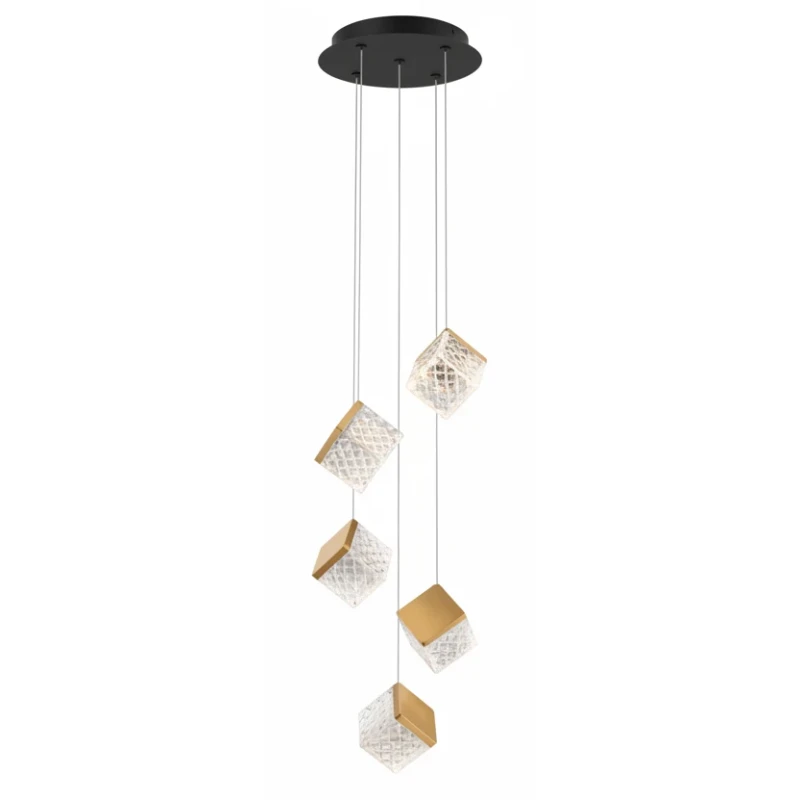 Illuminati - Magia Lampada a Sospensione 5 Luci - Nero / Oro