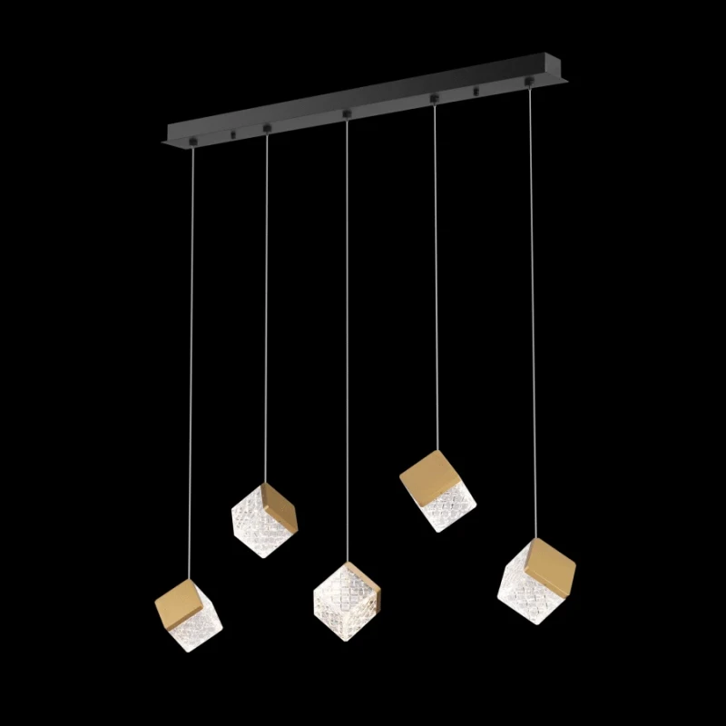 Illuminati - Magia Lampada a Sospensione Lineare 5 Luci - Nero / Oro