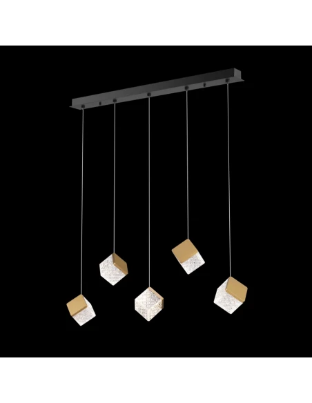 Illuminati - Magia Lampada a Sospensione Lineare 5 Luci - Nero / Oro