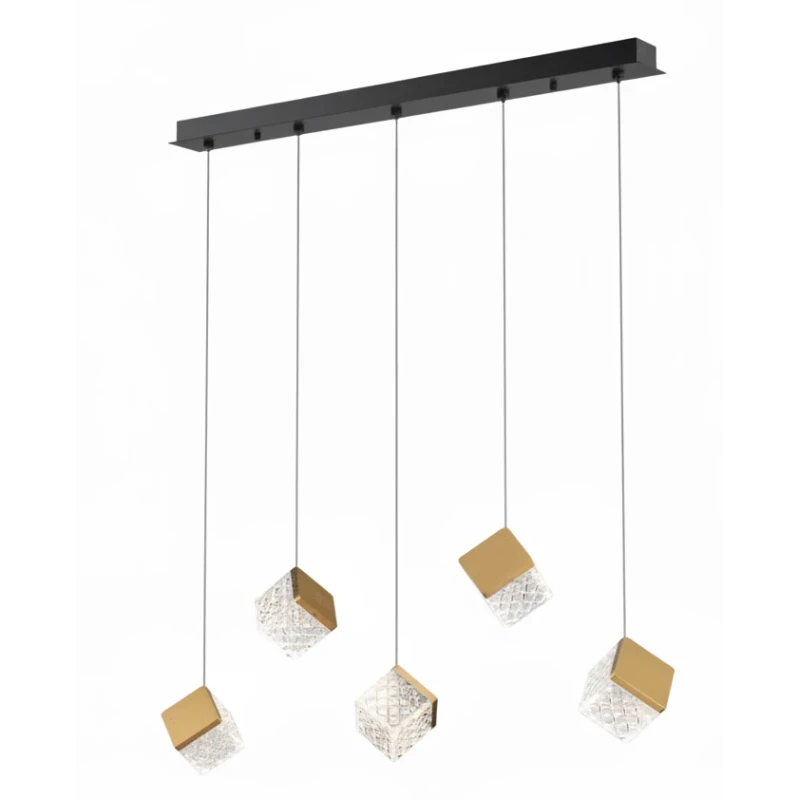 Illuminati - Magia Lampada a Sospensione Lineare 5 Luci - Nero / Oro