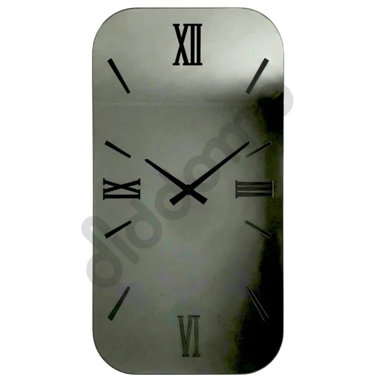 Ceart - Iris Vertical Mirror Wall Clock - Black / Smoked Black