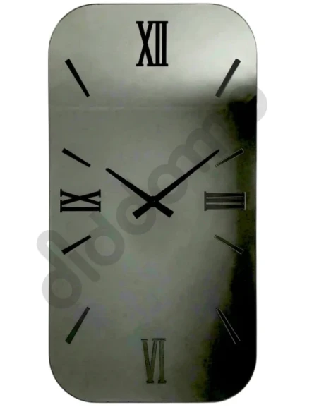 Ceart - Iris Vertical Mirror Wall Clock - Black / Smoked Black