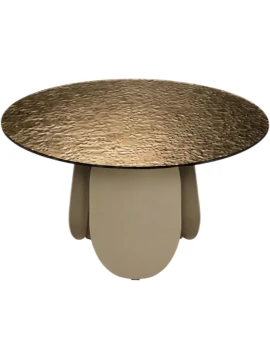 Capodarte - Maya Tavolo Rotondo - Perla Beige / Vetro Martellato Bronzo Retroargentato