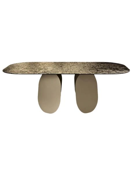 Capodarte - Maya Table - Beige Pearl / Hammered Glass Bronze Back-Silvered