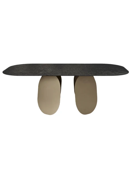 Capodarte - Maya Table - Beige Pearl / Smoked Hammered Glass Back-Silvered