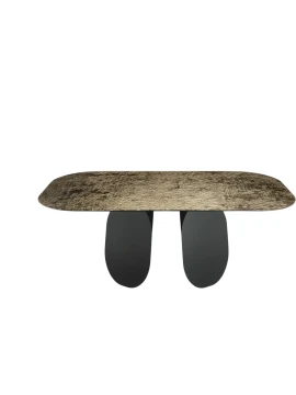 Capodarte - Maya Table - Black / Hammered Glass Bronze Back-Silvered