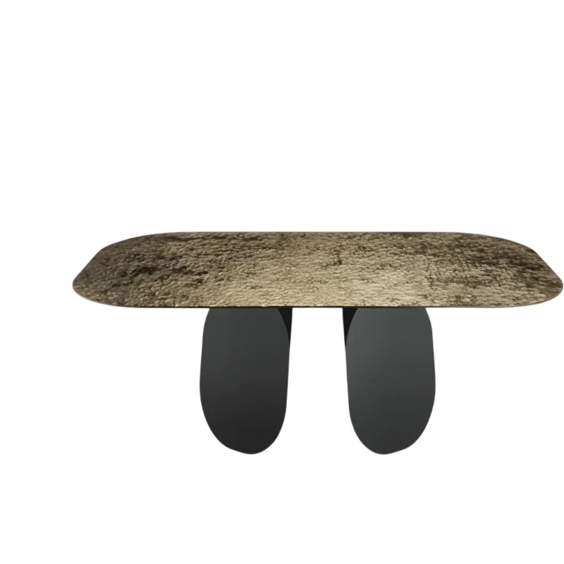 Capodarte - Maya Table - Black / Hammered Glass Bronze Back-Silvered