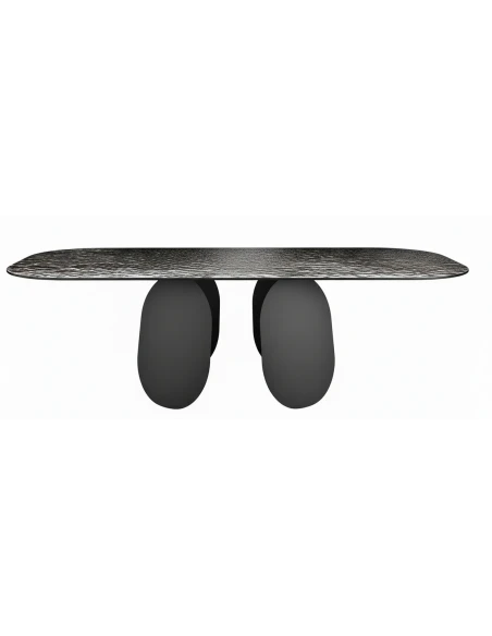 Capodarte - Maya Table - Black / Hammered Smoked Glass Back-Silvered