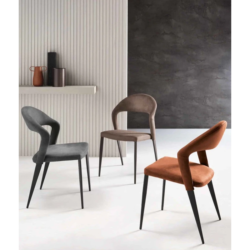 Capodarte - Nexia Padded Chair - Black / Rust Faux Leather