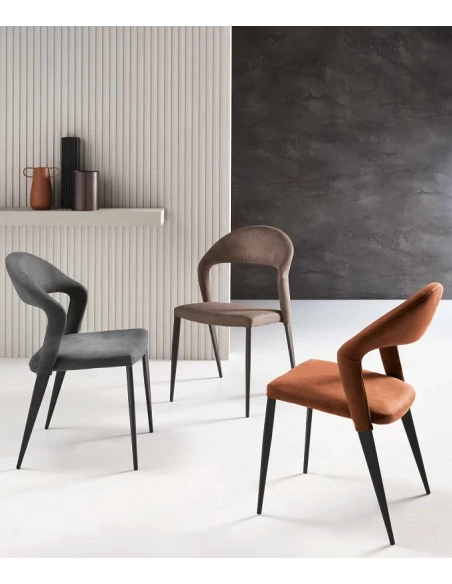 Capodarte - Nexia Padded Chair - Black / Rust Faux Leather