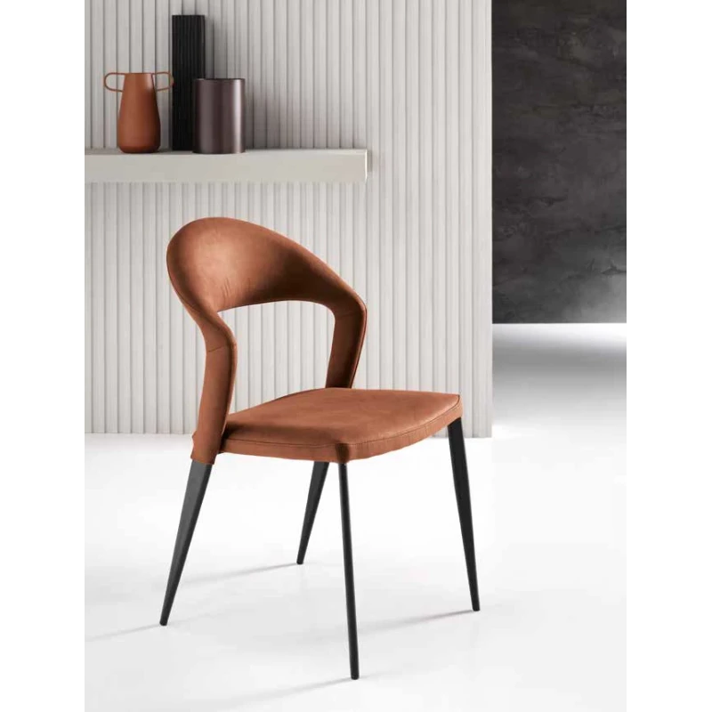 Capodarte - Nexia Padded Chair - Black / Rust Faux Leather