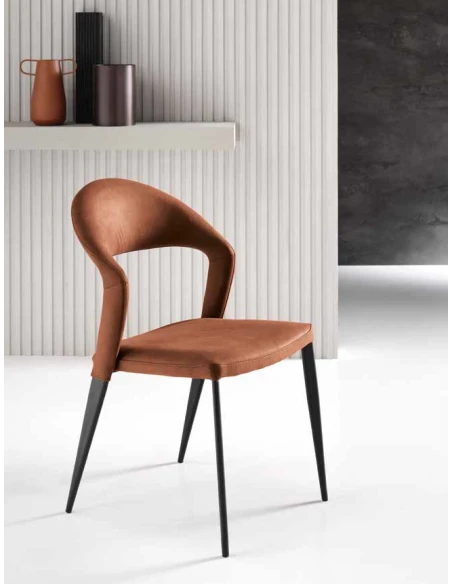 Capodarte - Nexia Padded Chair - Black / Rust Faux Leather
