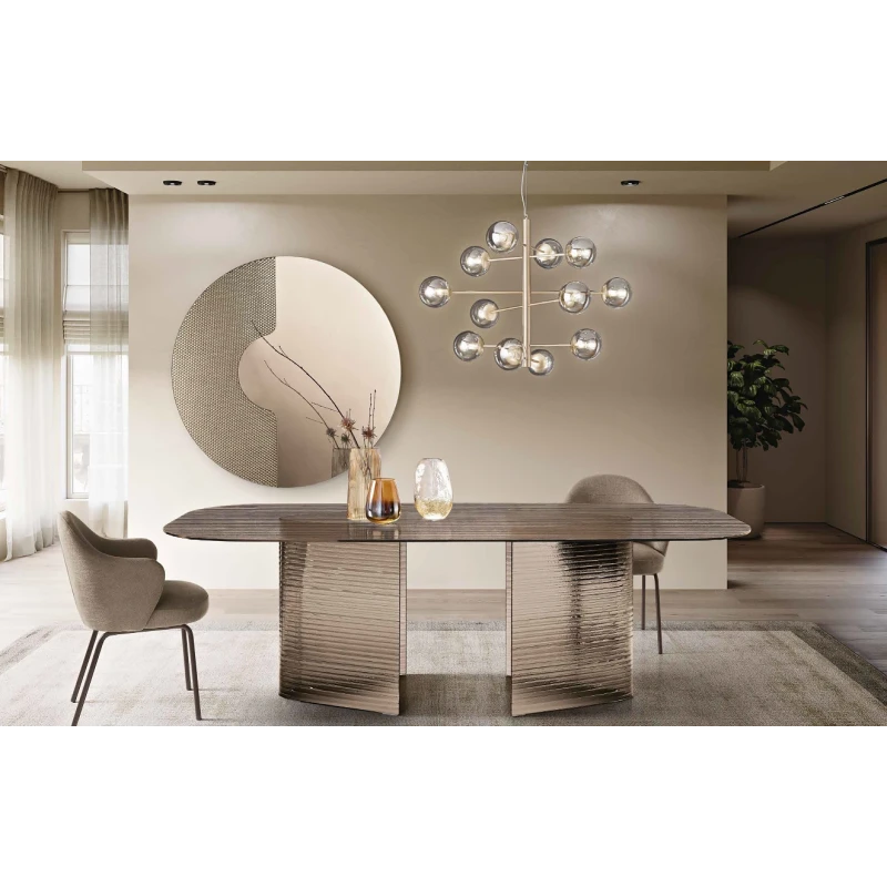 Capodarte - Lovely Table - Transparent Bronze Striped Glass