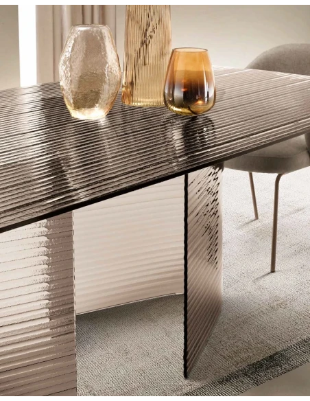Capodarte - Lovely Table - Transparent Bronze Striped Glass