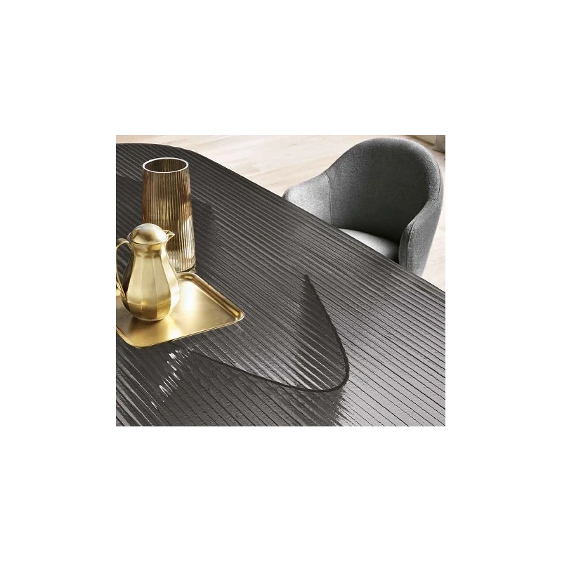 Capodarte - Lovely Tavolo - Vetro Rigato Fumè Trasparente