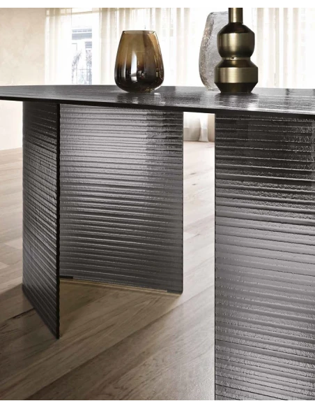 Capodarte - Lovely Table - Transparent Smoked Striped Glass