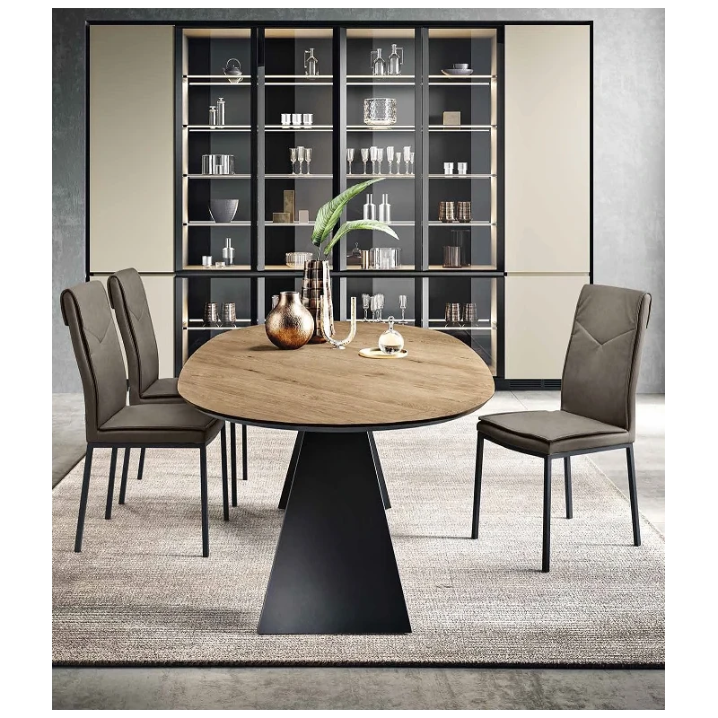 Capodarte - Tokyo Oval Table - Black / Raw Oak
