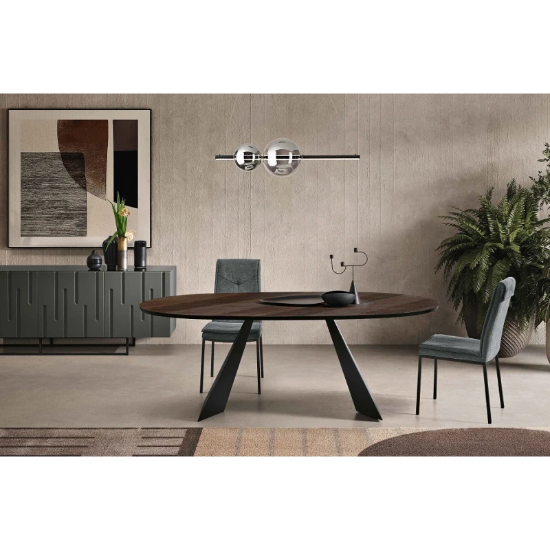 Capodarte - Tokyo Oval Table - Black / Thermal Oak