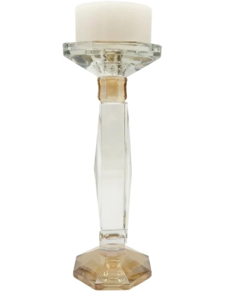 Ottaviani - Crystal Candle Holder with Transparent Stem - Amber