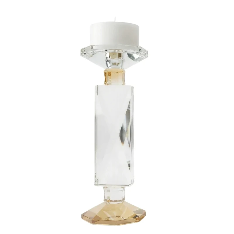 Ottaviani - Crystal Candle Holder with Transparent Stem - Amber