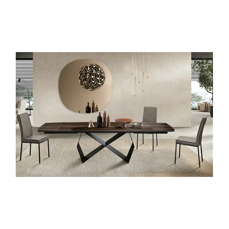 Capodarte - Wall Extendable Table - Black / Thermal Oak