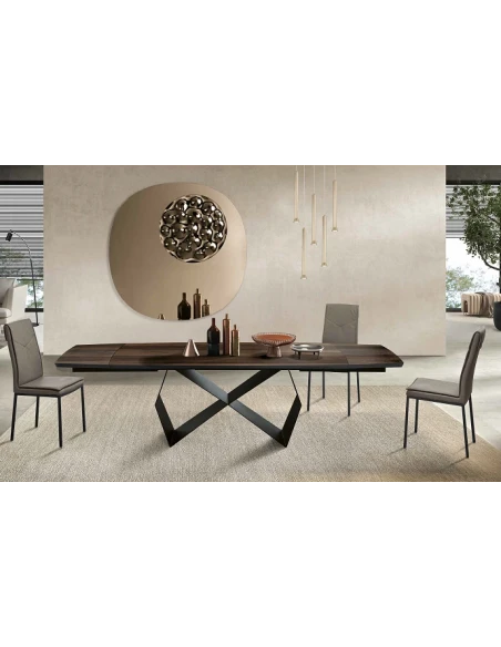 Capodarte - Wall Extendable Table - Black / Thermal Oak