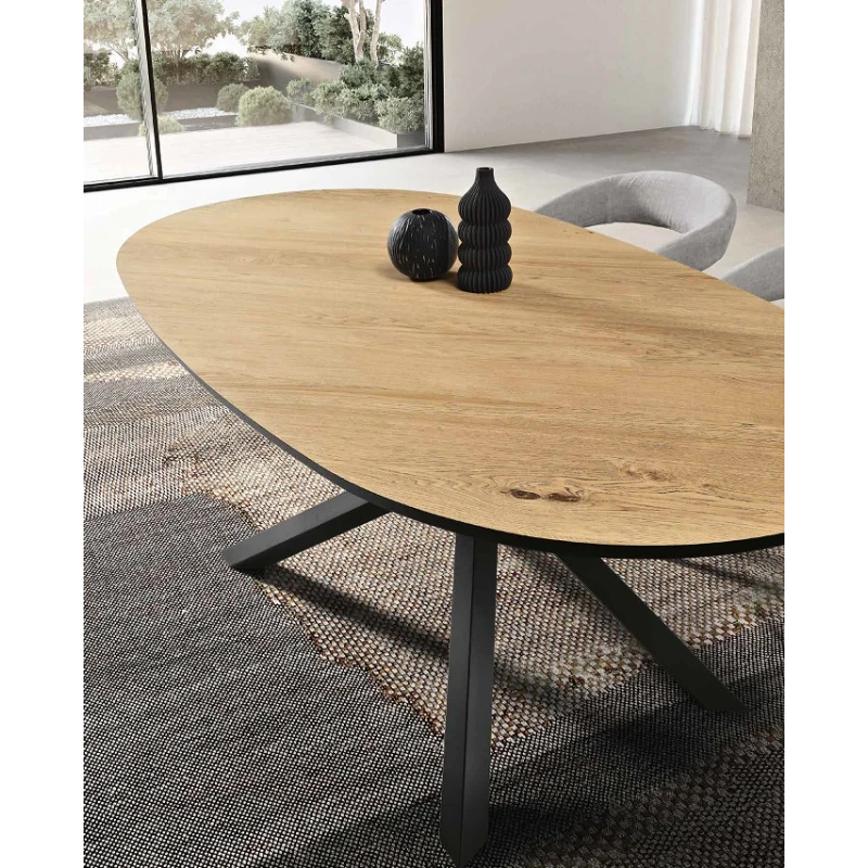 Capodarte - Ron Oval Table - Black / Raw Oak
