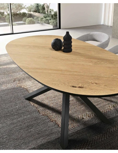 Capodarte - Ron Oval Table - Black / Raw Oak