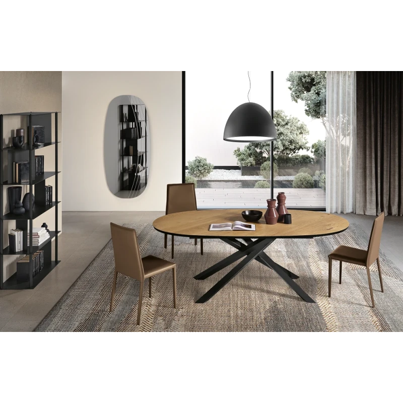 Capodarte - Ron Oval Table - Black / Raw Oak