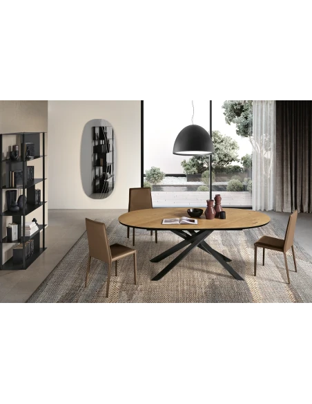 Capodarte - Ron Oval Table - Black / Raw Oak