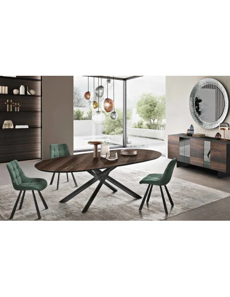 Capodarte - Ron Tavolo Ovale - Nero / Rovere Termico